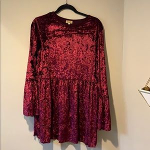 Red Velvet Babydoll Dress